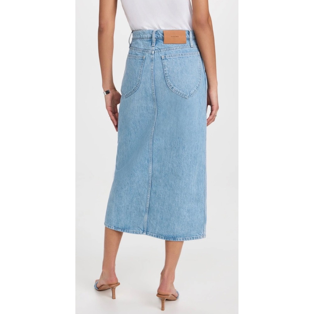 FRAME Le Italien Turin Denim Maxi Jean Skirt Light Wash Blue Made in Italy Sz 26 - Picture 12 of 12
